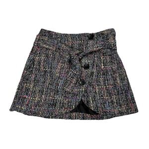 ASOS Mini Tweed Skirt Sz 10 Textured Buttons Colorful Belted Y2K Career
